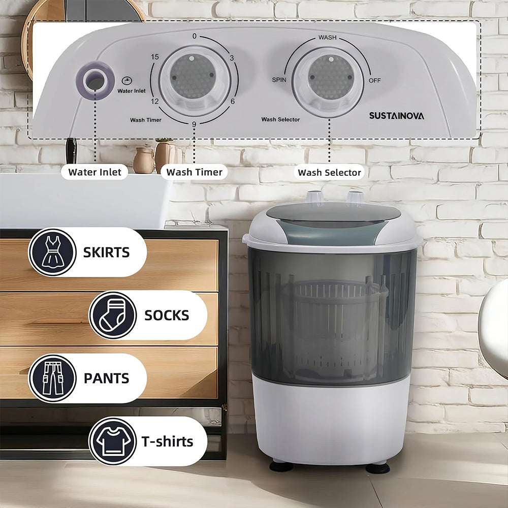 Portable Washing Machine 5.5 lbs Capacity Rotary Timer with Spin Basket